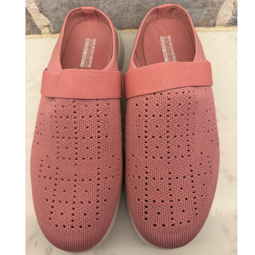 Skechers On-the-GO Flex Comfort Mules Pink Knit Air Cooled Goga Mat Womens 9